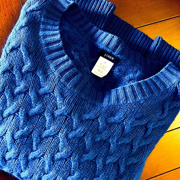J.Crew Classic Blue Cable-Knit Crewneck Sweater - Picture 5 of 12